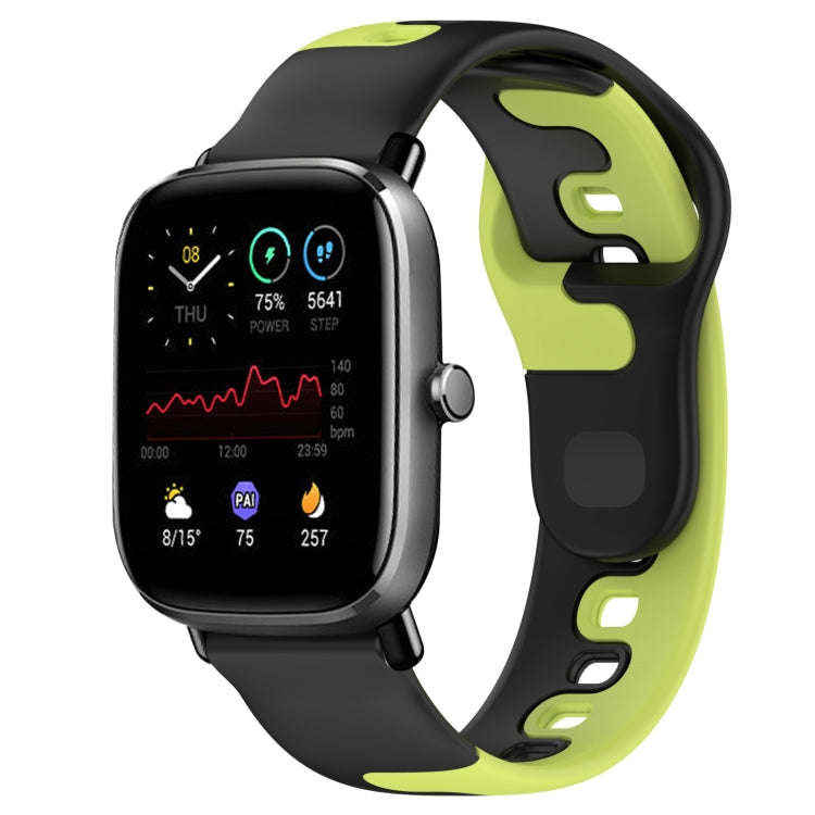 For Amazfit GTS 2 Mini 20mm Double Color Silicone Watch Band(Black+Green)