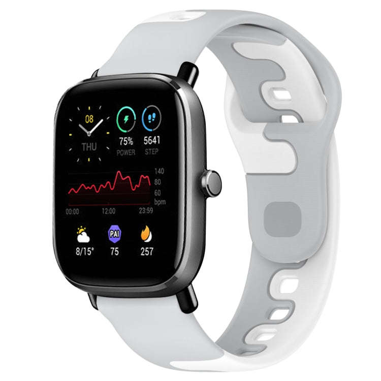 For Amazfit GTS 2 Mini 20mm Double Color Silicone Watch Band(Grey+White)