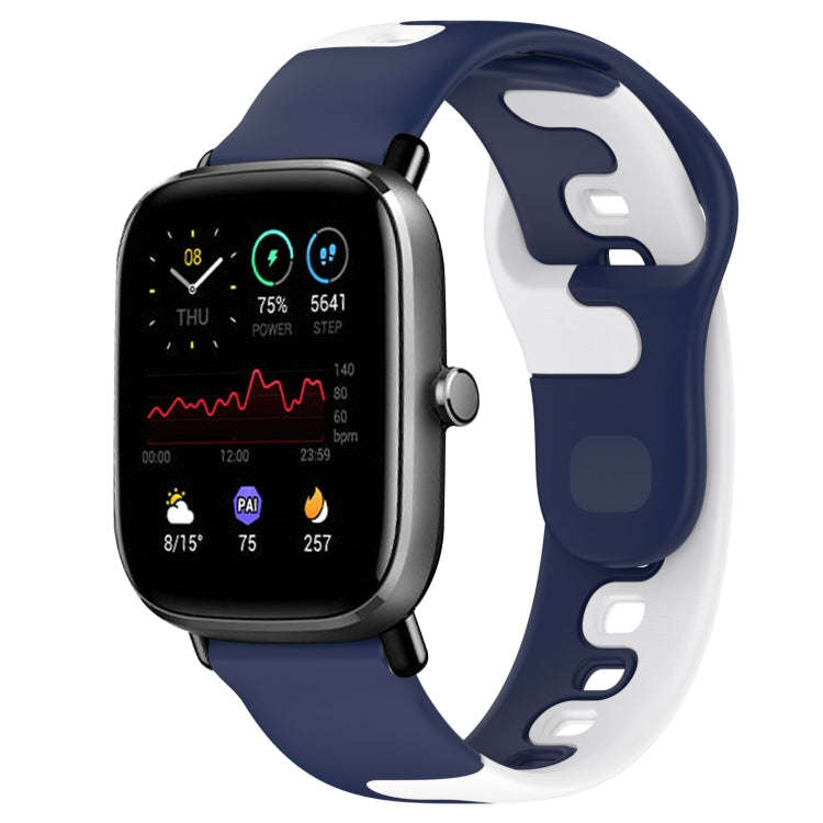 For Amazfit GTS 2 Mini 20mm Double Color Silicone Watch Band(Blue+White)
