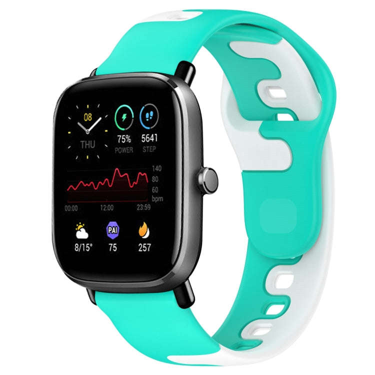 For Amazfit GTS 2 Mini 20mm Double Color Silicone Watch Band(Cyan+White)