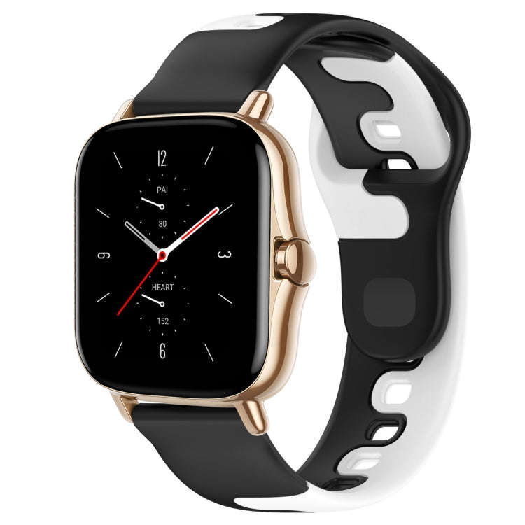 For Amazfit GTS 2 20mm Double Color Silicone Watch Band(Black+White)