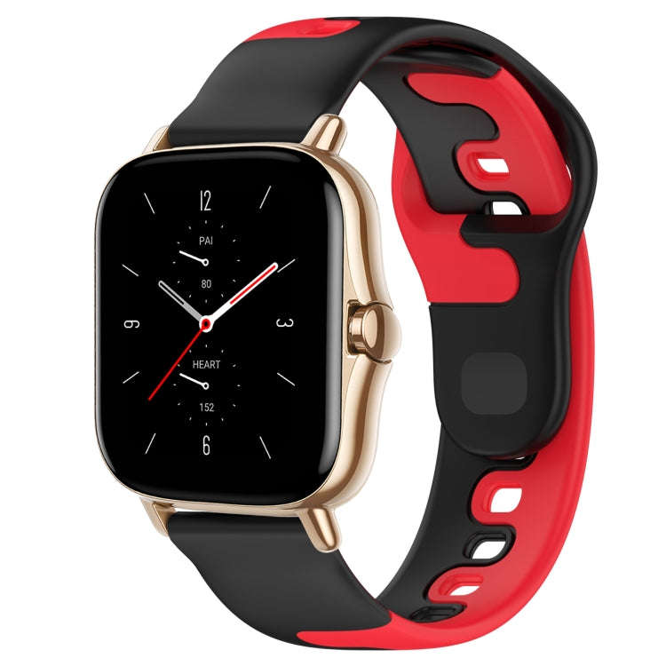 For Amazfit GTS 2 20mm Double Color Silicone Watch Band(Black+Red)