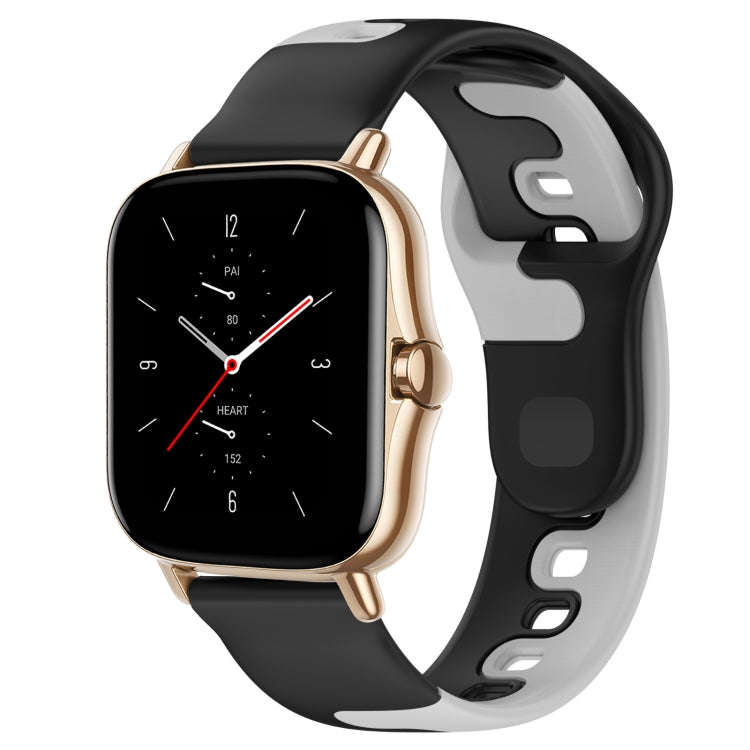 For Amazfit GTS 2 20mm Double Color Silicone Watch Band(Black+Grey)