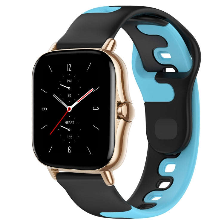 For Amazfit GTS 2 20mm Double Color Silicone Watch Band(Black+Blue)