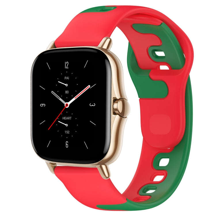 For Amazfit GTS 2 20mm Double Color Silicone Watch Band(Red+Green)