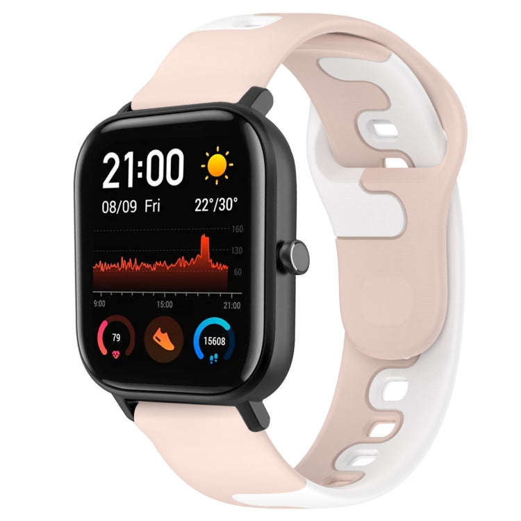 For Amazfit GTS 20mm Double Color Silicone Watch Band(Pink+White)