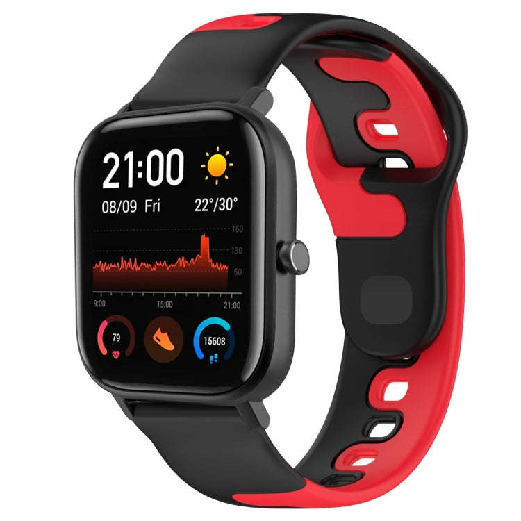 For Amazfit GTS 20mm Double Color Silicone Watch Band(Black+Red)