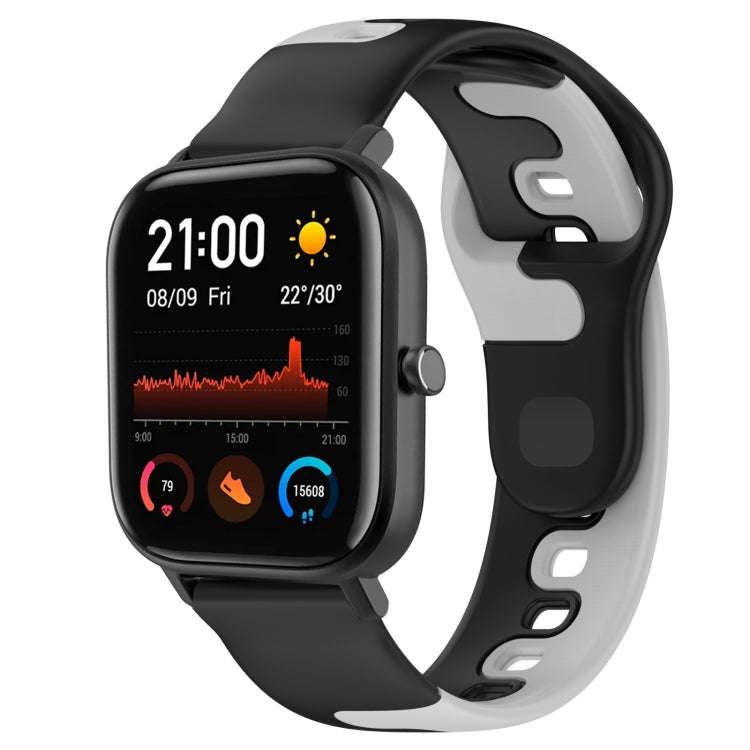 For Amazfit GTS 20mm Double Color Silicone Watch Band(Black+Grey)
