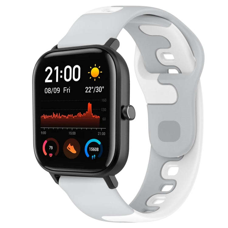 For Amazfit GTS 20mm Double Color Silicone Watch Band(Grey+White)