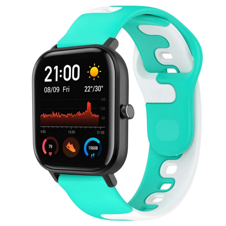 For Amazfit GTS 20mm Double Color Silicone Watch Band(Cyan+White)
