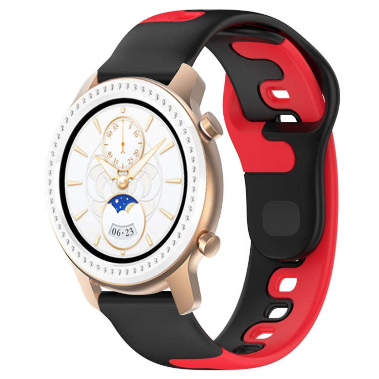 For Amazfit GTR 42mm 20mm Double Color Silicone Watch Band(Black+Red)