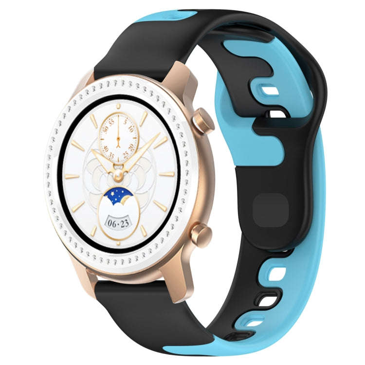 For Amazfit GTR 42mm 20mm Double Color Silicone Watch Band(Black+Blue)