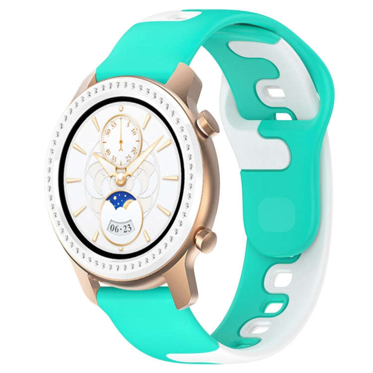 For Amazfit GTR 42mm 20mm Double Color Silicone Watch Band(Cyan+White)