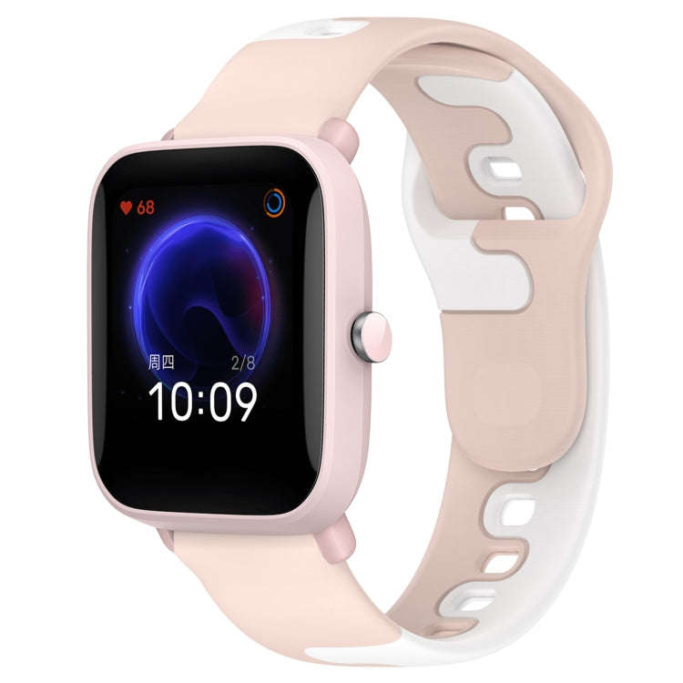 For Amazfit Pop Pro 20mm Double Color Silicone Watch Band(Pink+White)