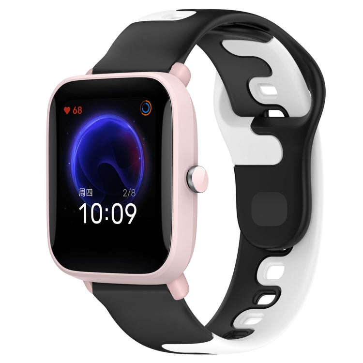 For Amazfit Pop Pro 20mm Double Color Silicone Watch Band(Black+White)