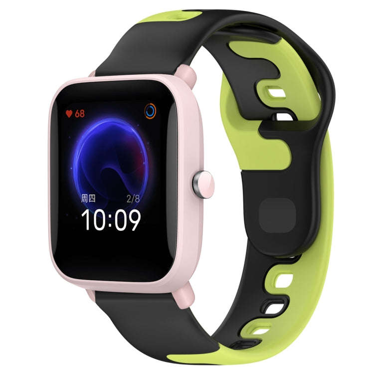 For Amazfit Pop Pro 20mm Double Color Silicone Watch Band(Black+Green)