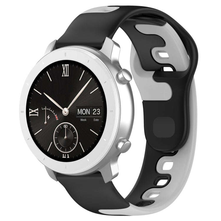 For Amazfit Pop 20mm Double Color Silicone Watch Band(Black+Grey)