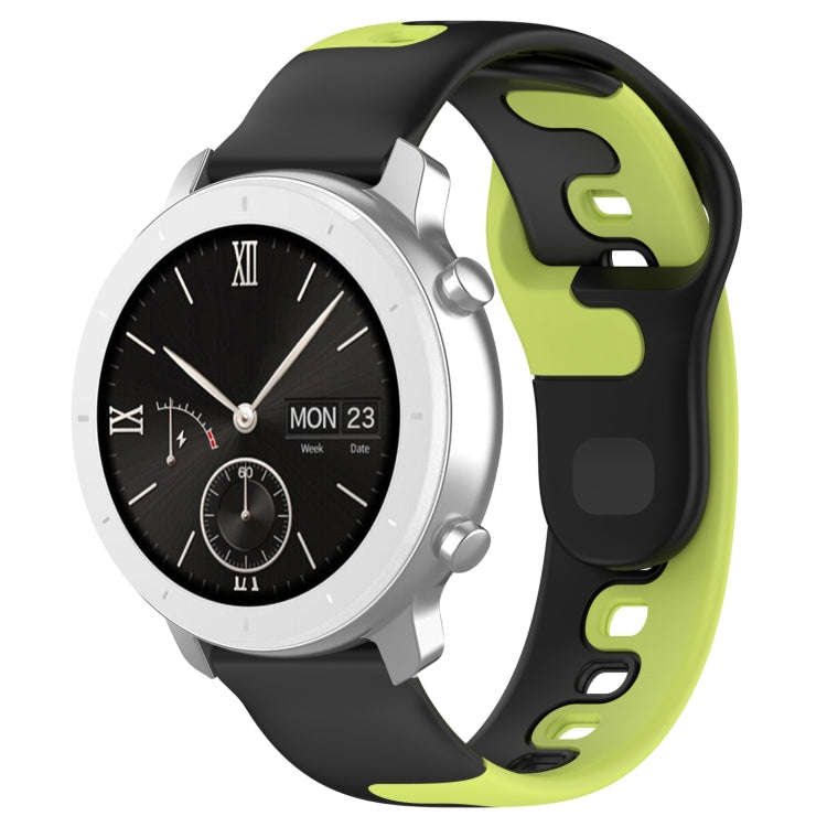 For Amazfit Pop 20mm Double Color Silicone Watch Band(Black+Green)