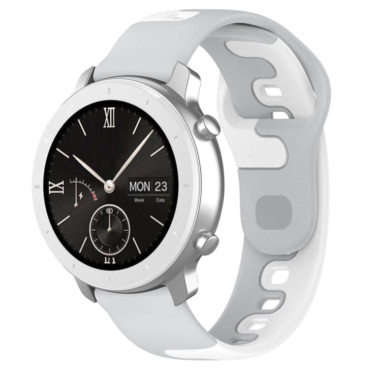 For Amazfit Pop 20mm Double Color Silicone Watch Band(Grey+White)