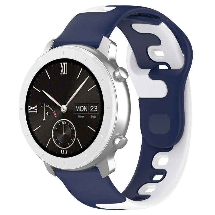 For Amazfit Pop 20mm Double Color Silicone Watch Band(Blue+White)