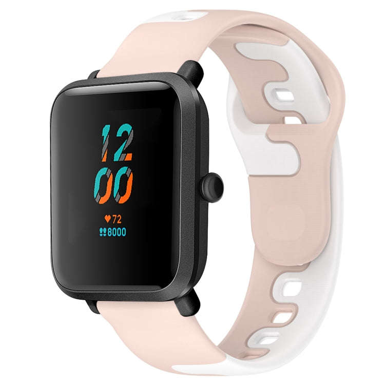 For Amazfit Bip 1S 20mm Double Color Silicone Watch Band(Pink+White)