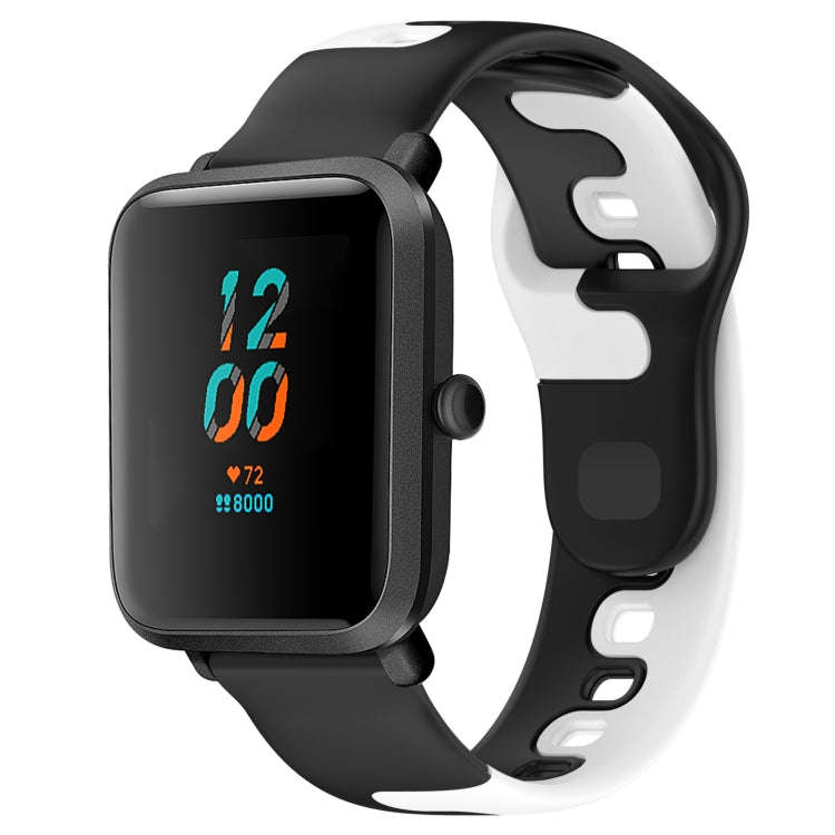 For Amazfit Bip 1S 20mm Double Color Silicone Watch Band(Black+White)