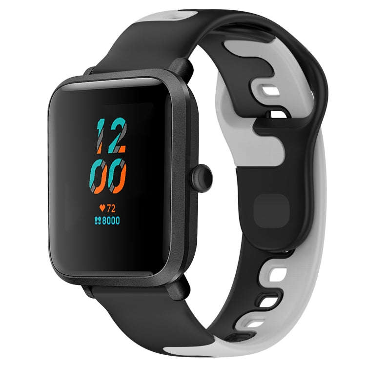 For Amazfit Bip 1S 20mm Double Color Silicone Watch Band(Black+Grey)