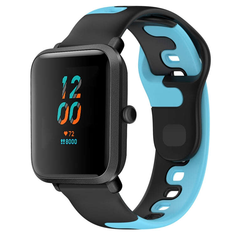 For Amazfit Bip 1S 20mm Double Color Silicone Watch Band(Black+Blue)