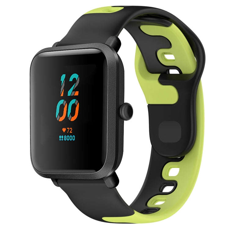 For Amazfit Bip 1S 20mm Double Color Silicone Watch Band(Black+Green)