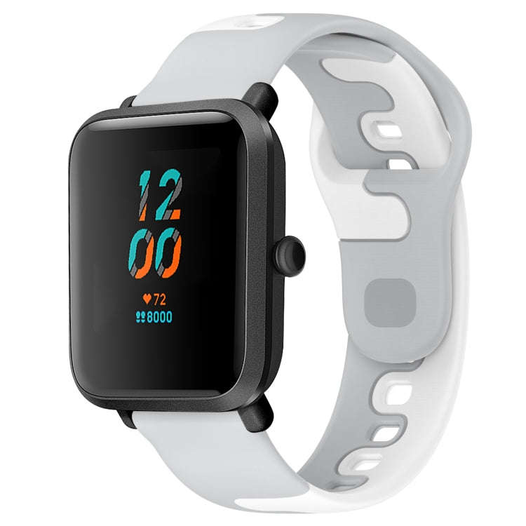 For Amazfit Bip 1S 20mm Double Color Silicone Watch Band(Grey+White)