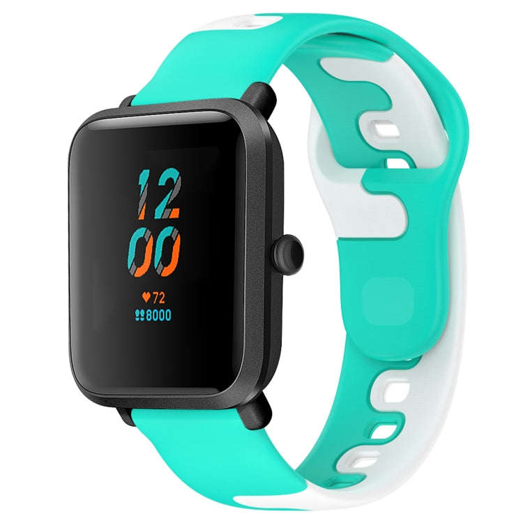 For Amazfit Bip 1S 20mm Double Color Silicone Watch Band(Cyan+White)