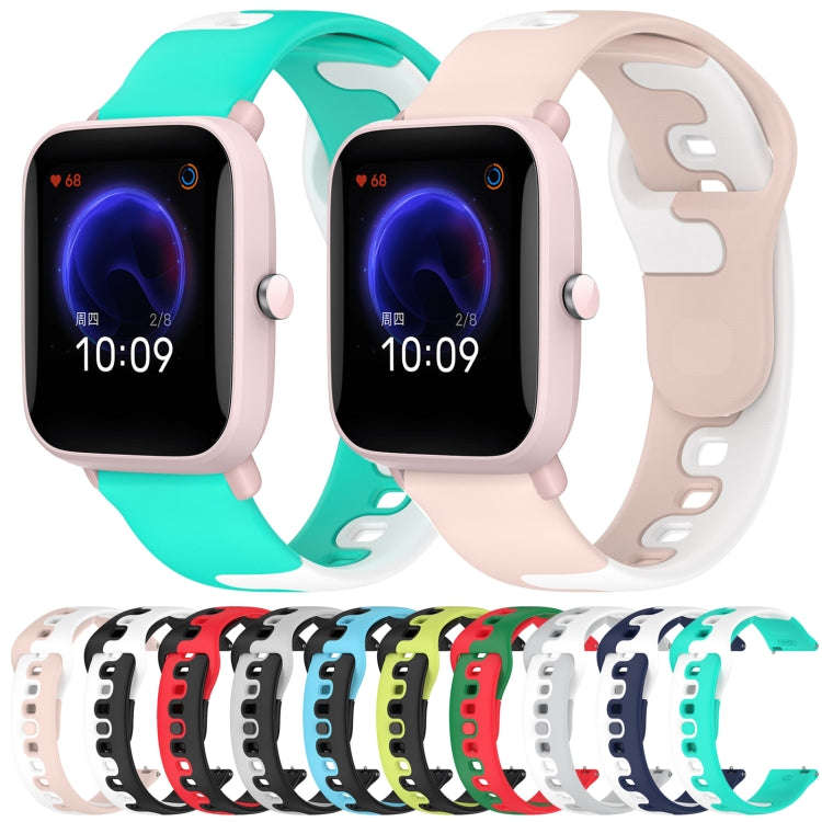 For Amazfit Bip3 20mm Double Color Silicone Watch Band(Black+White)