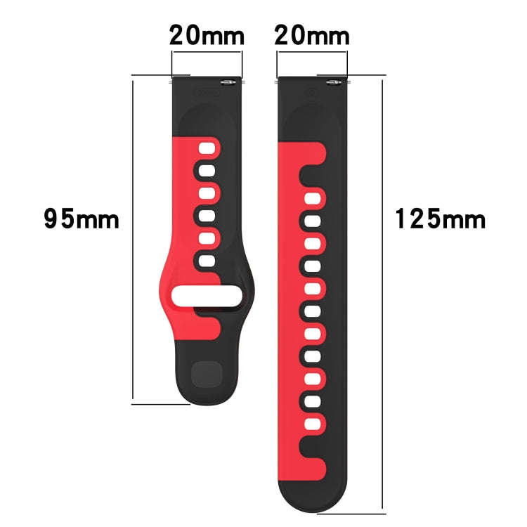 For Amazfit Bip3 20mm Double Color Silicone Watch Band(Blue+White)