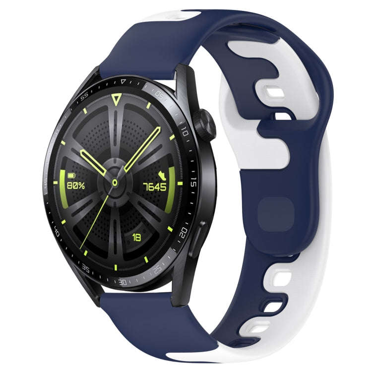 For Huawei Watch GT3 42mm 20mm Double Color Silicone Watch Band(Blue+White)