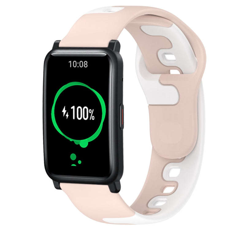 For Honor Watch ES 20mm Double Color Silicone Watch Band(Pink+White)