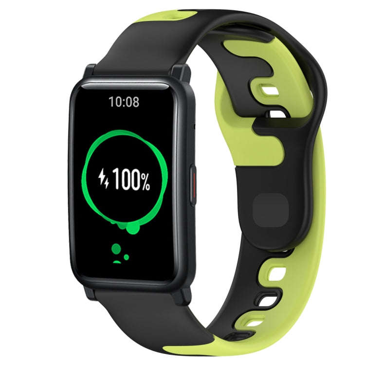 For Honor Watch ES 20mm Double Color Silicone Watch Band(Black+Green)