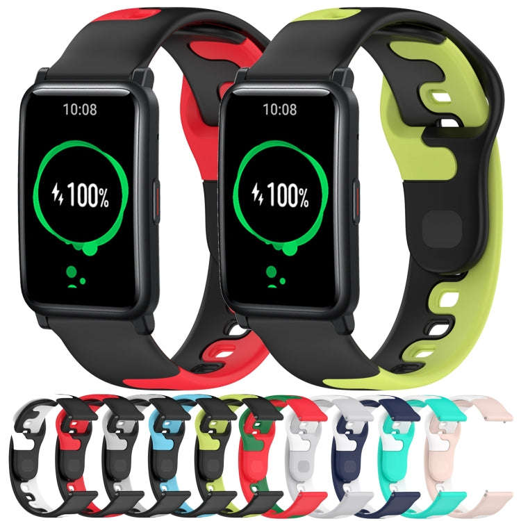 For Huawei Watch GT3 42mm 20mm Double Color Silicone Watch Band(Cyan+White)