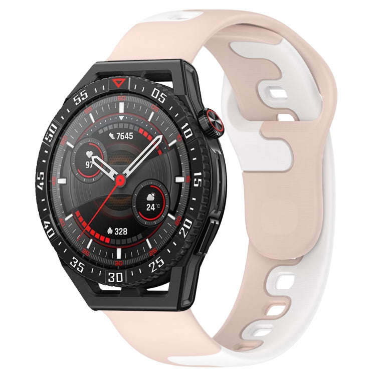 For Huawei Watch GT3 SE 22mm Double Color Silicone Watch Band(Pink+White)