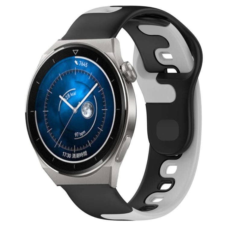 For Huawei Watch GT3 Pro 46mm 22mm Double Color Silicone Watch Band(Black+Grey)