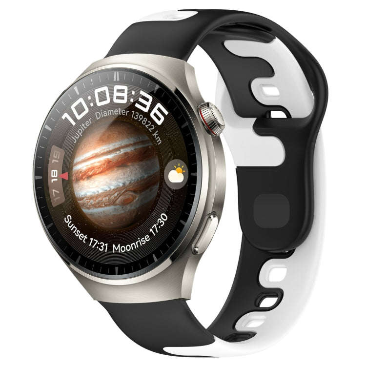 For Huawei Watch 4 Pro 22mm Double Color Silicone Watch Band(Black+White)