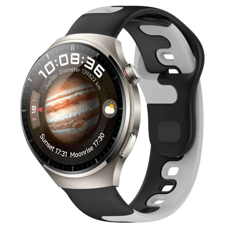 For Huawei Watch 4 Pro 22mm Double Color Silicone Watch Band(Black+Grey)