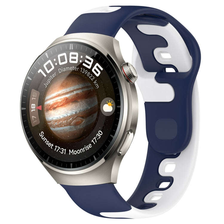 For Huawei Watch 4 Pro 22mm Double Color Silicone Watch Band(Blue+White)