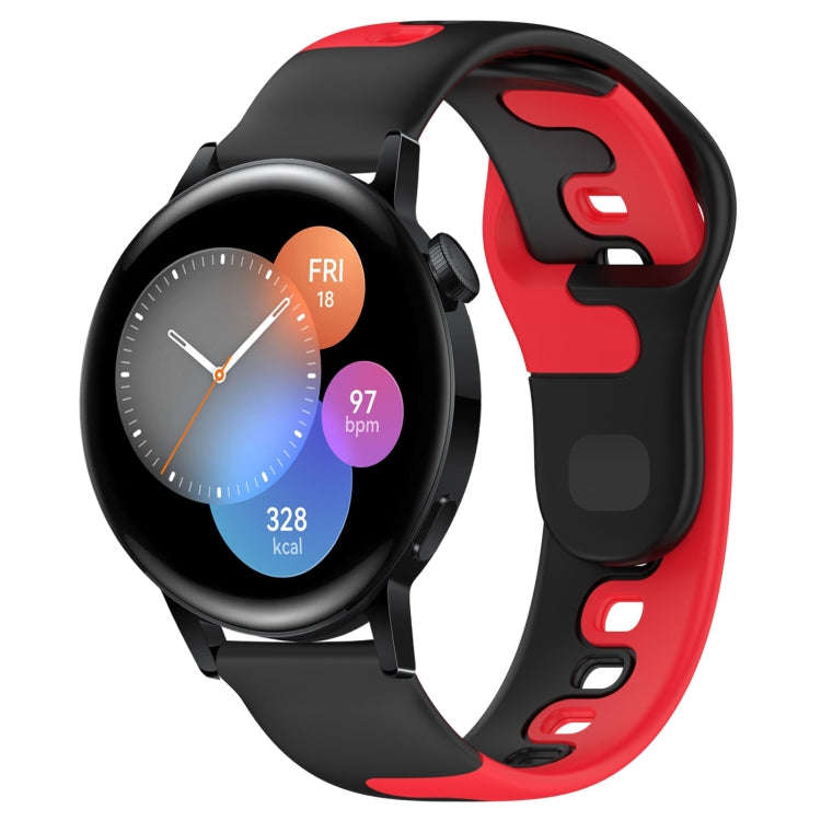 For Huawei Watch 3 22mm Double Color Silicone Watch Band(Black+Red)