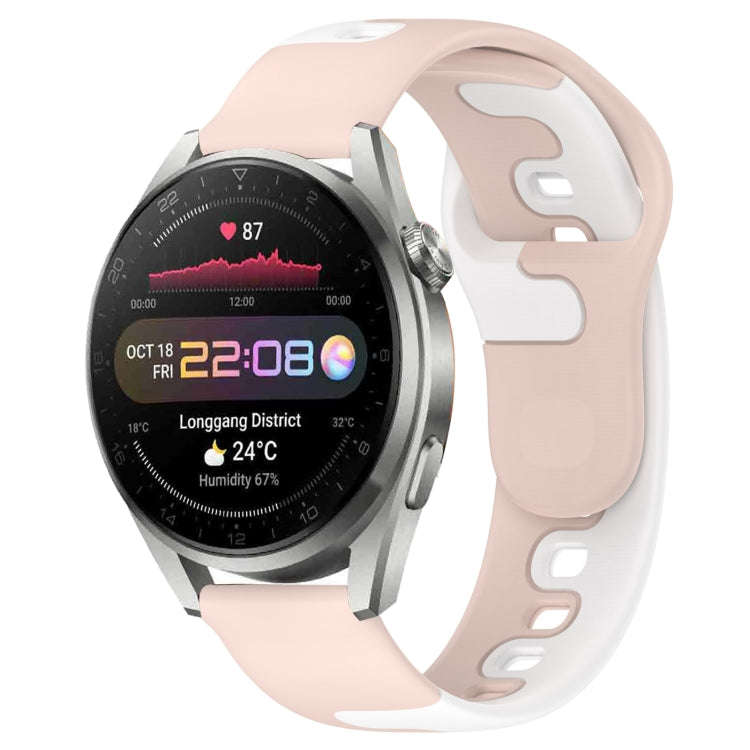 For Huawei Watch 3 Pro 22mm Double Color Silicone Watch Band(Pink+White)