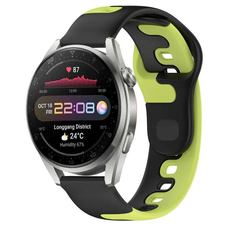 For Huawei Watch 3 Pro 22mm Double Color Silicone Watch Band(Black+Green)
