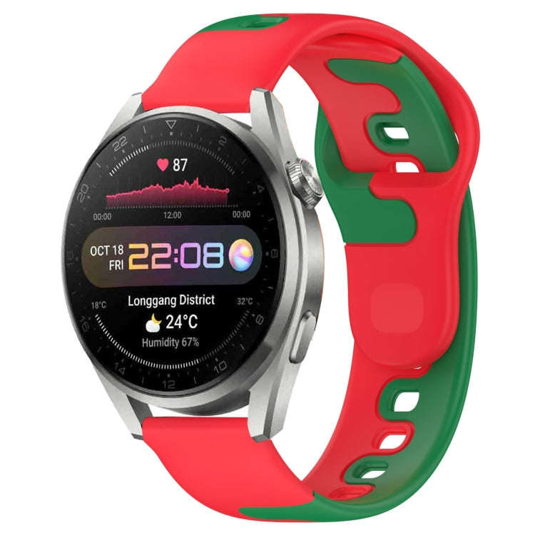 For Huawei Watch 3 Pro 22mm Double Color Silicone Watch Band(Red+Green)