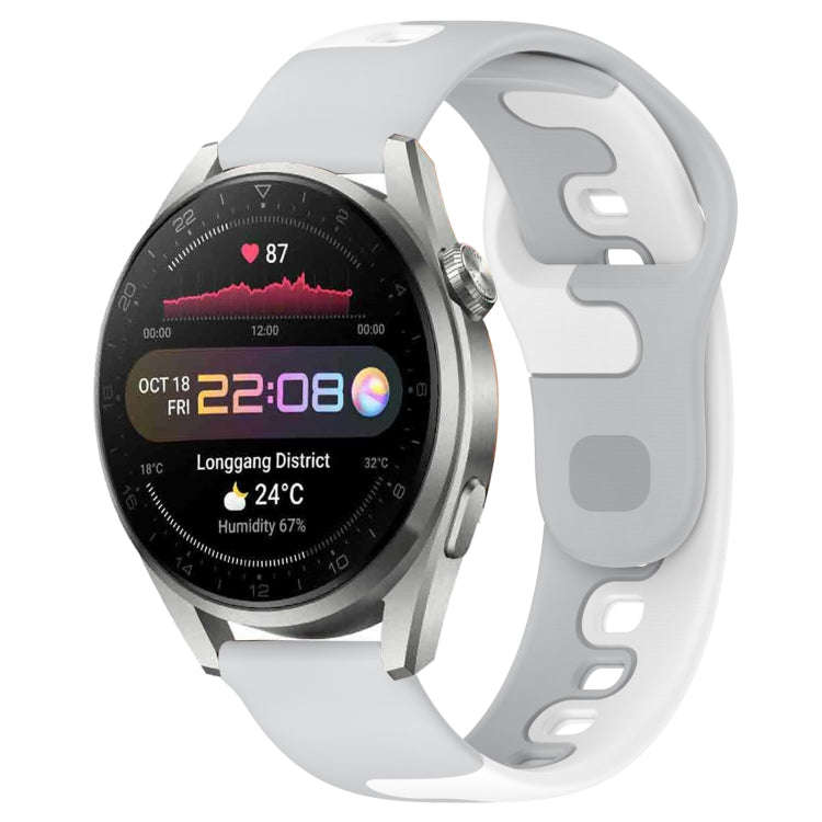 For Huawei Watch 3 Pro 22mm Double Color Silicone Watch Band(Grey+White)