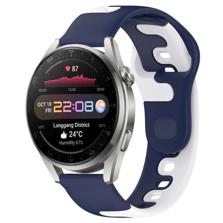 For Huawei Watch 3 Pro 22mm Double Color Silicone Watch Band(Blue+White)