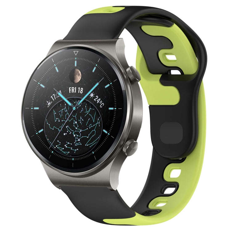 For Huawei GT2 Pro 22mm Double Color Silicone Watch Band(Black+Green)