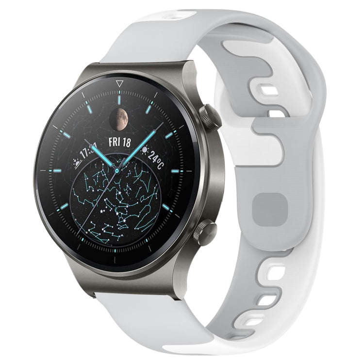 For Huawei GT2 Pro 22mm Double Color Silicone Watch Band(Grey+White)